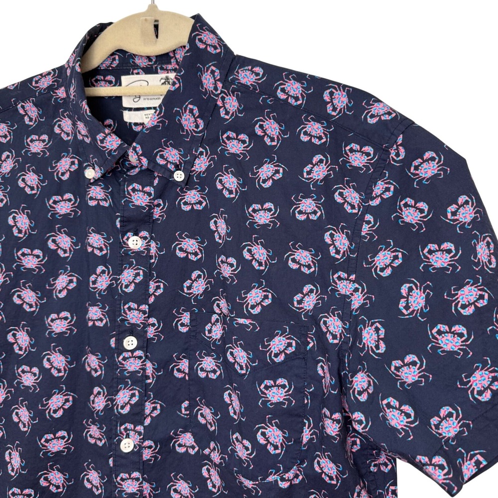 Bonobos Fit to Go Places Men's Crab Print Button‎ Down Shirt Slim Fit Medium